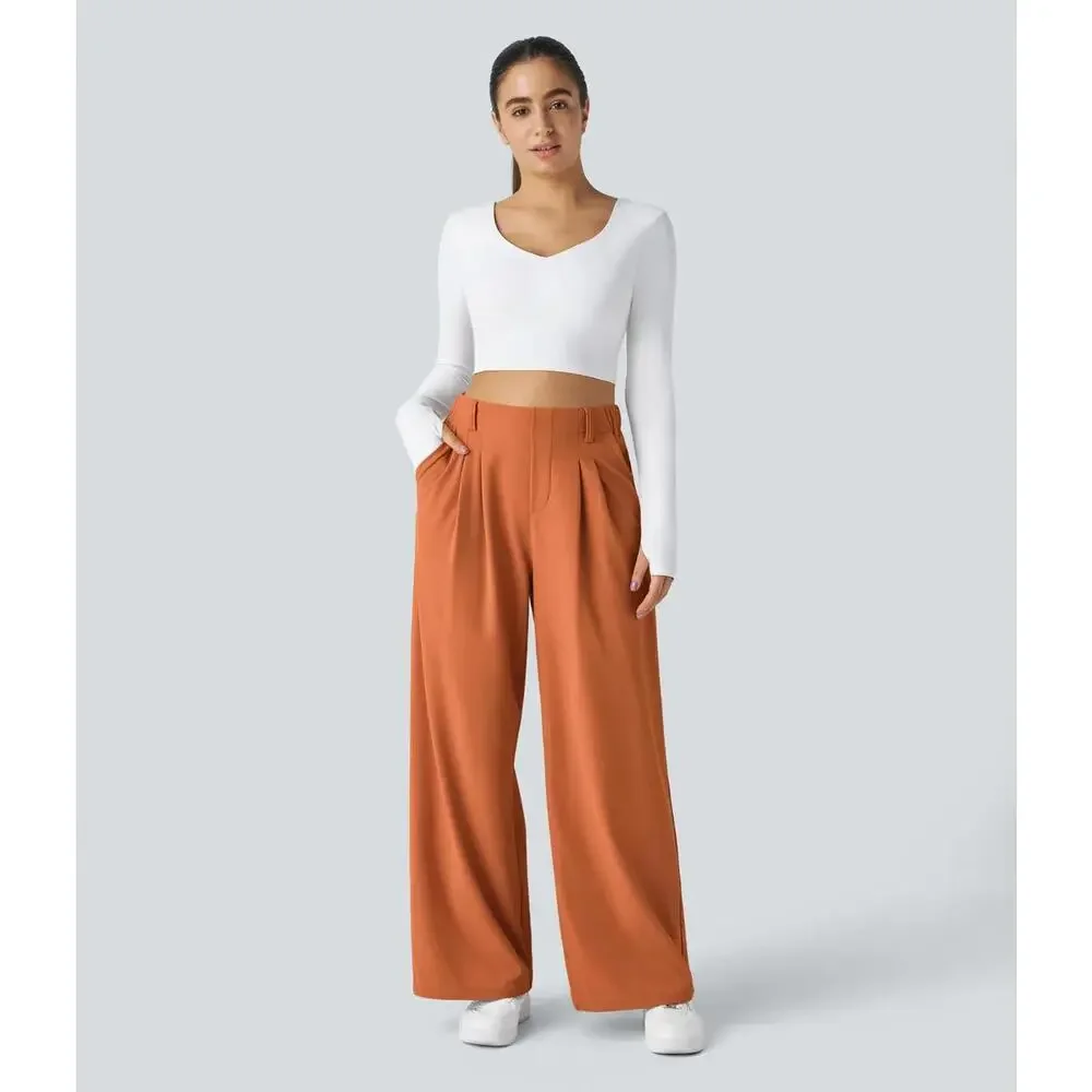 NWT Halara Flex™ High Waisted Pocket Wide Leg Waffle Work Pants Size XS Tall - Picture 4 of 9
